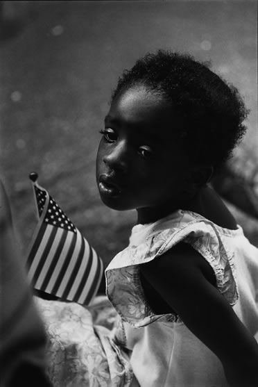 Girl with Flag, 1991, Silver gelatin print, Earlie Hudnall Jr.