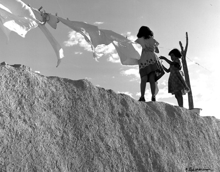 Little Girls at the Clothesline, 1958, Silver gelatin print, Lee Marmon